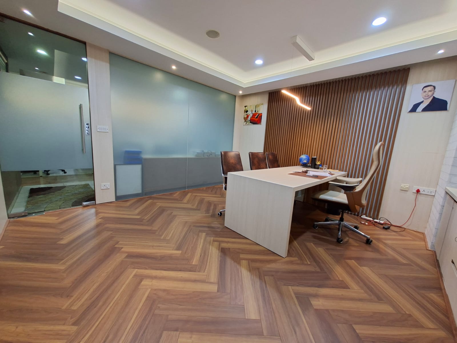 Royal Oak MD Cabin — executive office workspace interior design, Bengaluru by Shazfan Associates